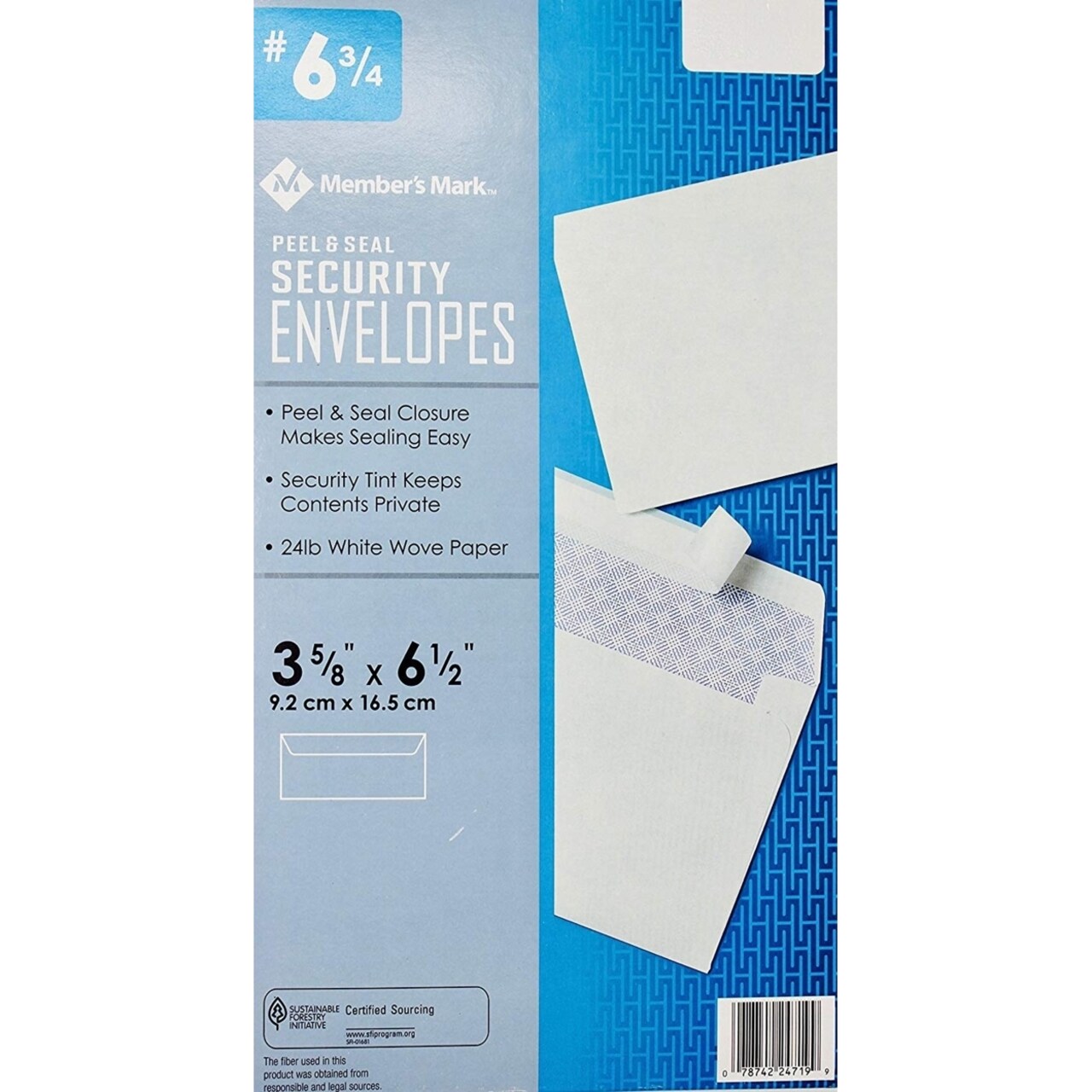 Members Mark 6 3/4 Peel And Seal Security Envelopes 500 Count